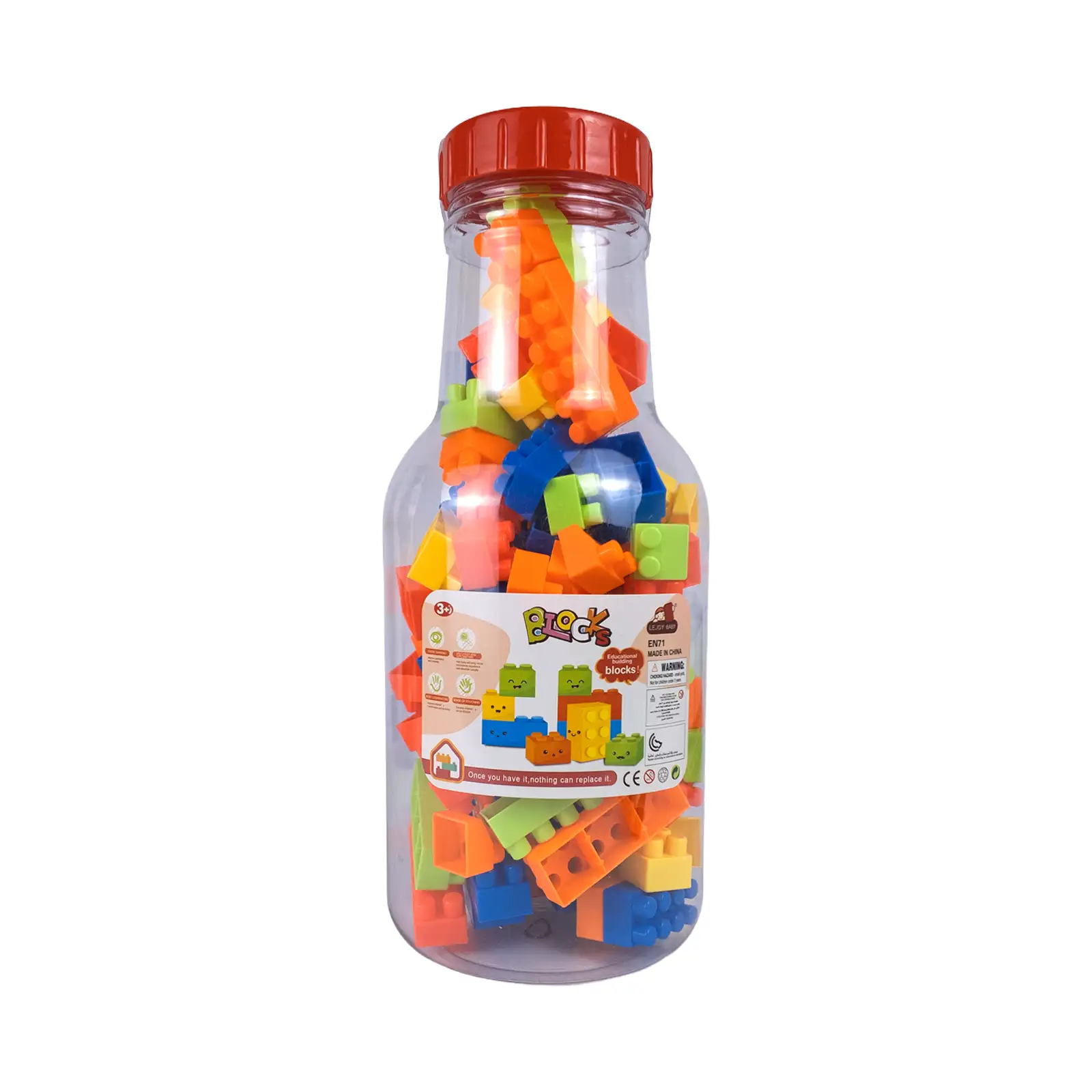 Building Blocks Set in Reusable Storage Bottle