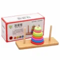 Hanoi Tower Stacking Toy Wooden Tower of Hanoi Brain Teaser 8 Rings for Kids – NOQ Maldives