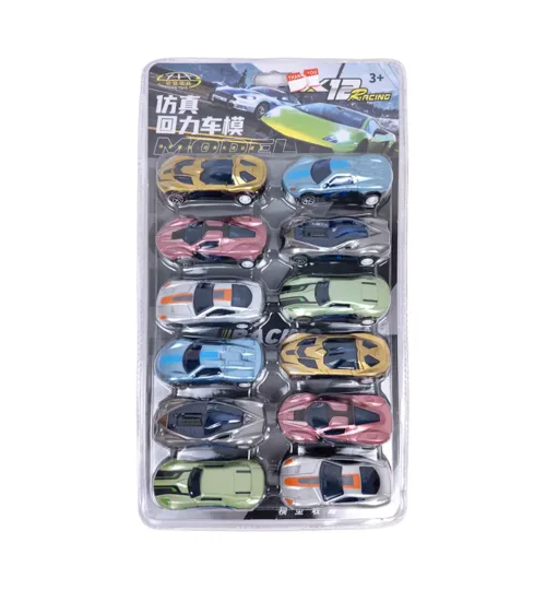 12-Piece Die-Cast Pull Back Racing Car Set