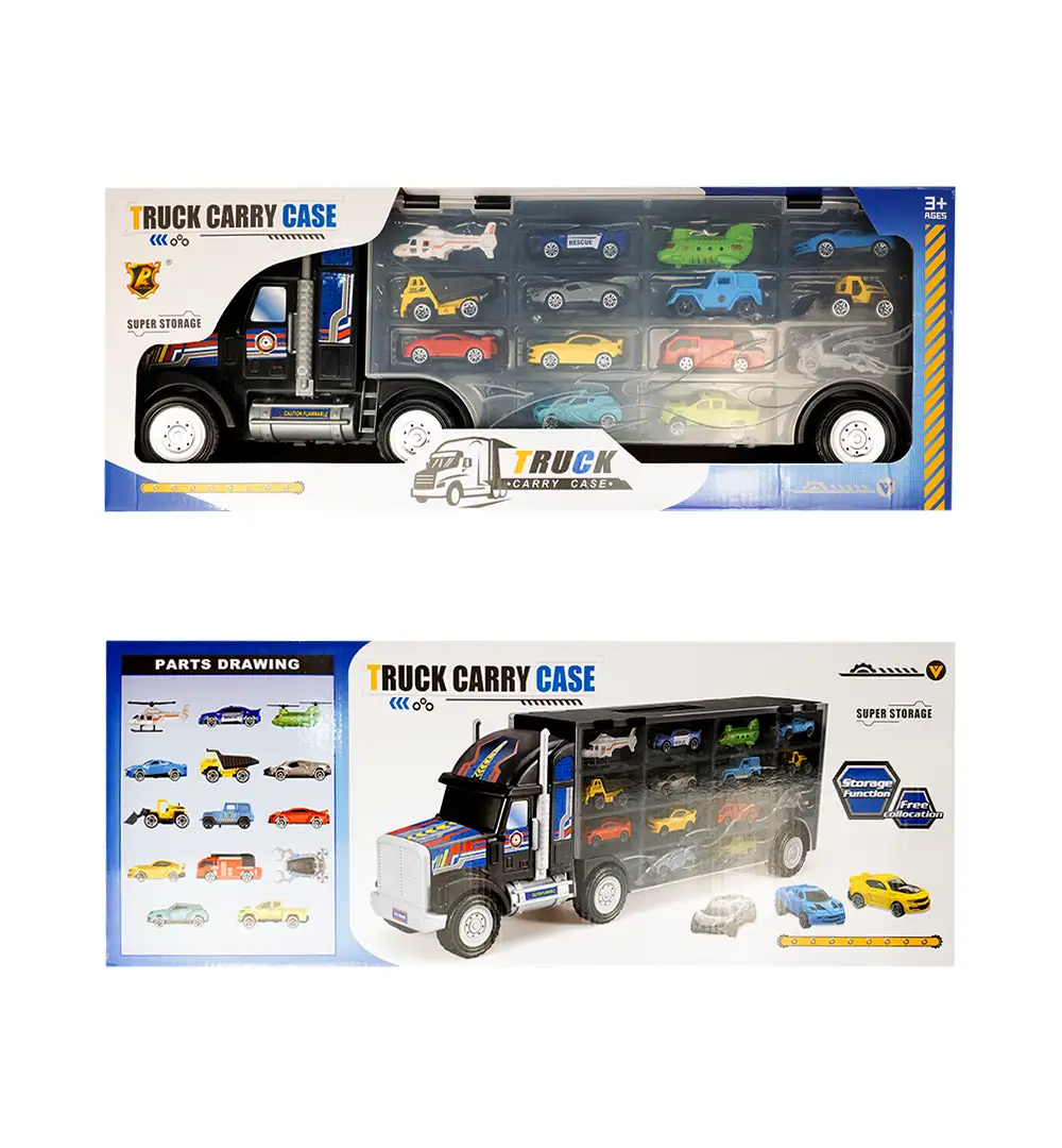 Toy Truck Carry Case with 12 Mini Vehicles