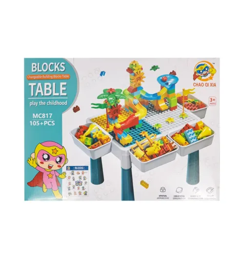 Kids Building Block Table Packaging with 105 pieces