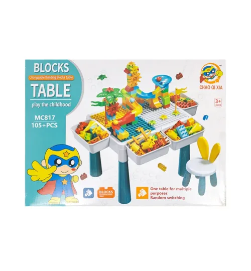 Kids Building Block Table Packaging with 105 pieces