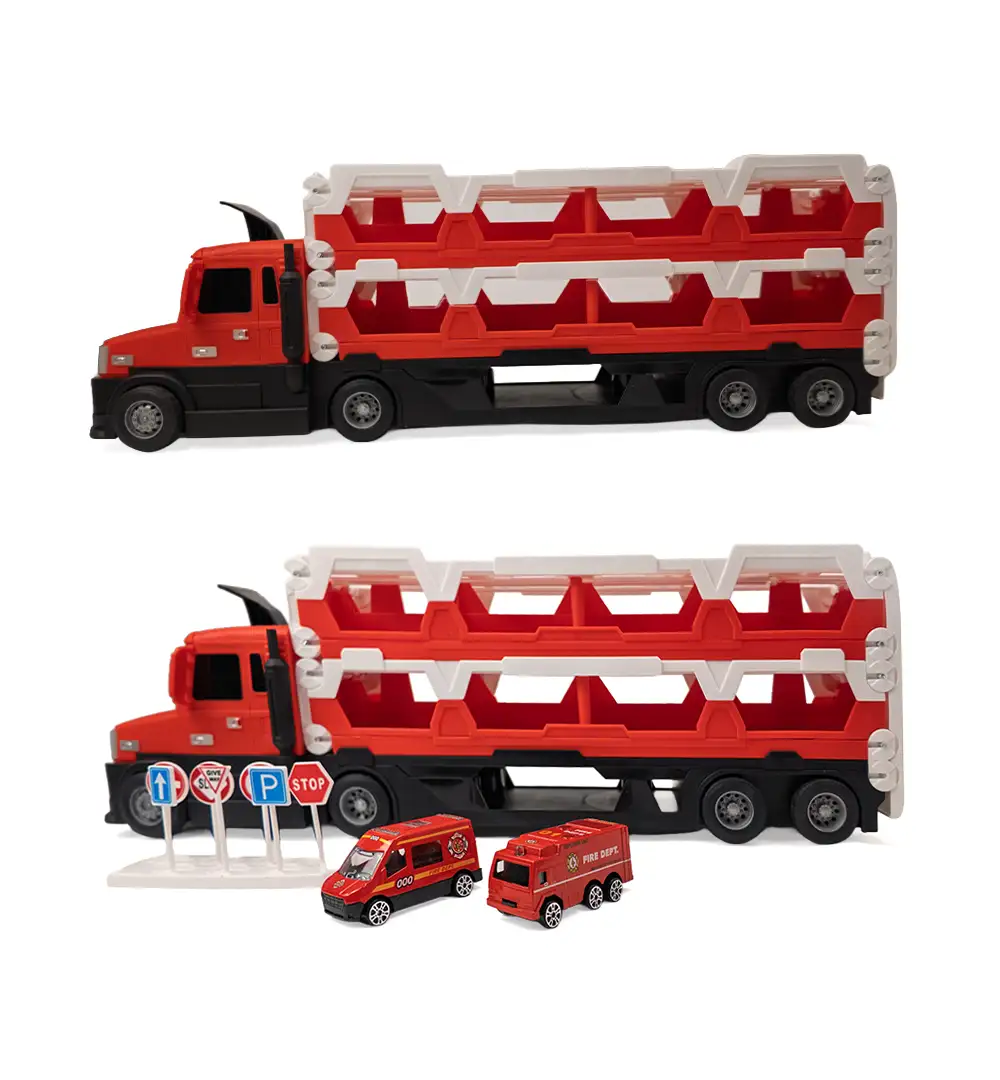 2-in-1 Deformable Catapult Big Truck Toy Set with Race Track
