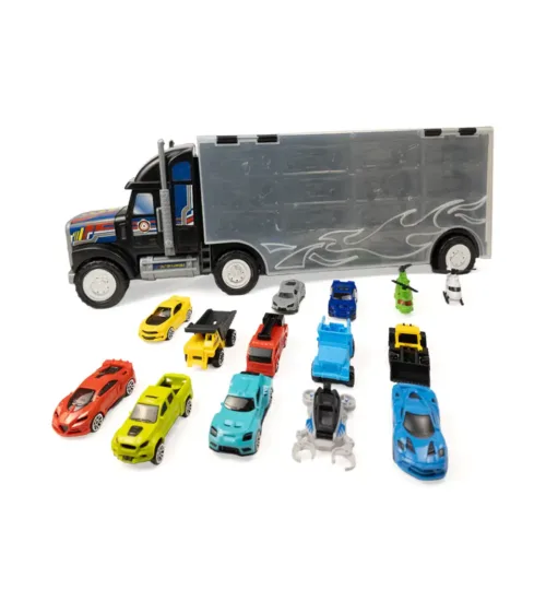 Toy Truck Carry Case with 12 Mini Vehicles