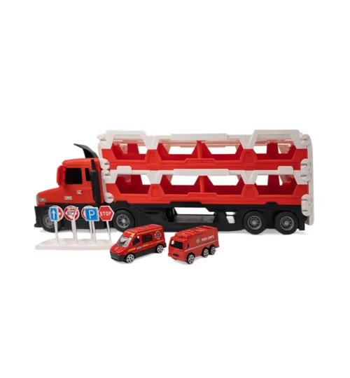 2-in-1 Deformable Catapult Big Truck Toy Set with Race Track