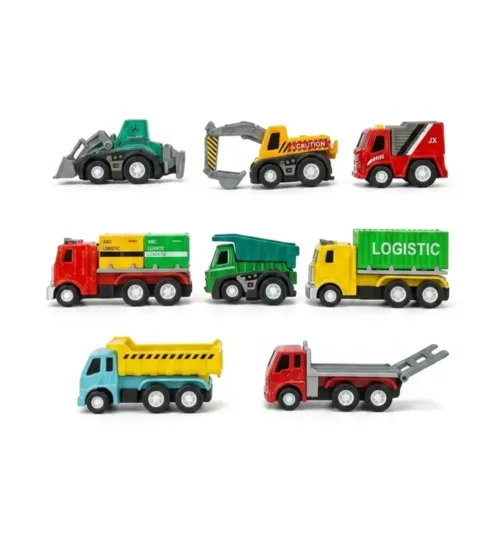 Mini Construction & Logistics Vehicle Toy Set (8-Piece)