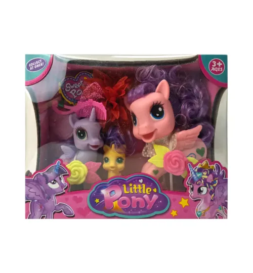 Little Pony Toy Figures Set with Comb