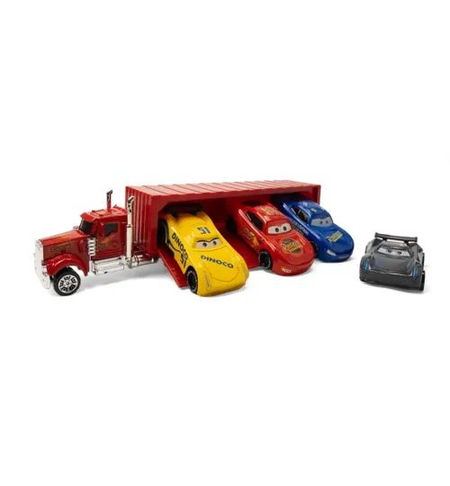 Disney Cars Toy Truck Set with 4 Diecast Alloy Racing Cars
