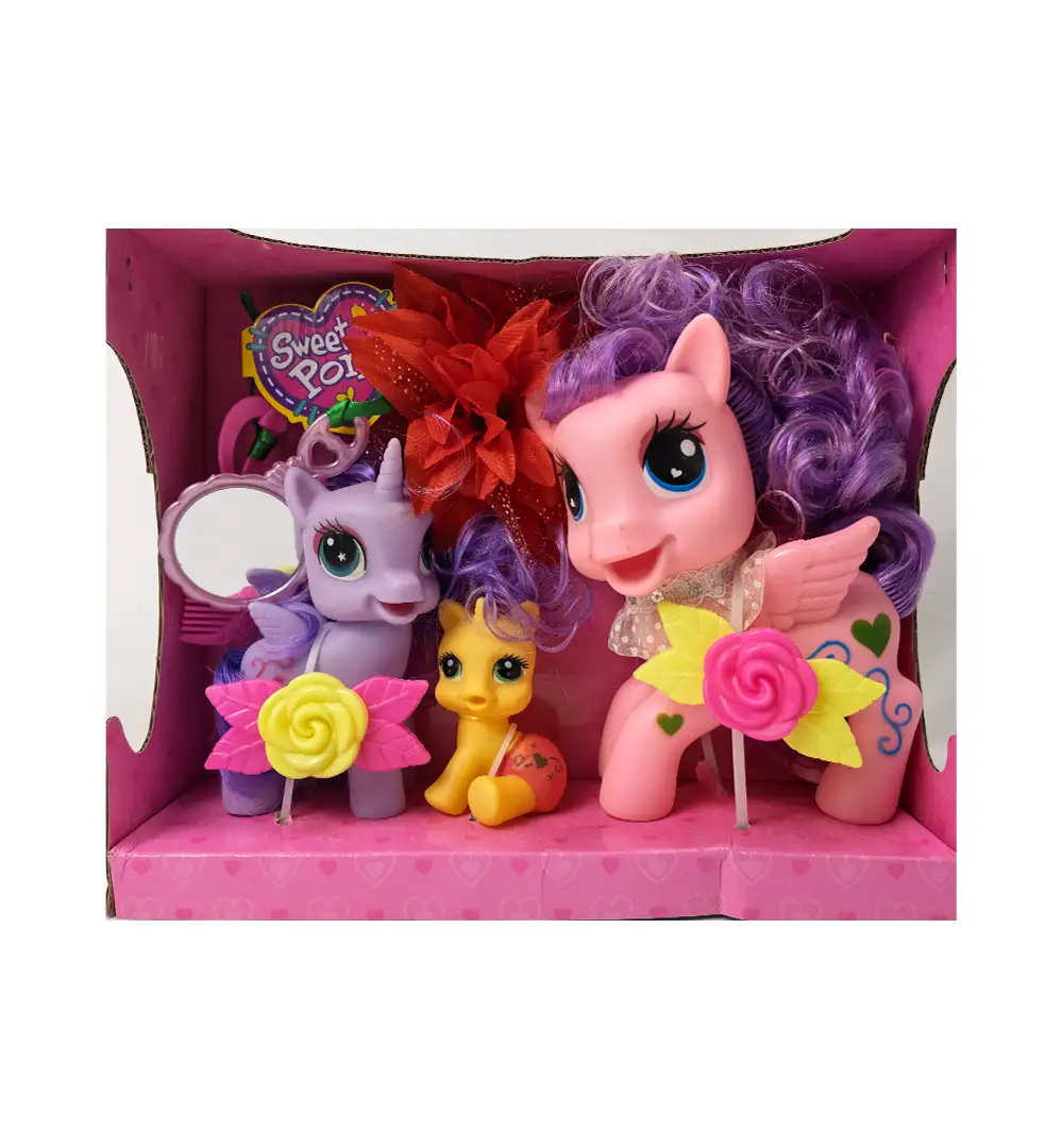 Little Pony Toy Figures Set with Comb
