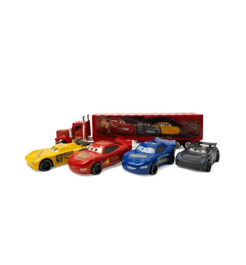 Disney Cars Toy Truck Set with 4 Diecast Alloy Racing Cars
