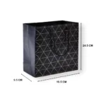 Geometric Paper Gift Bag with Rope Handles - Black & Gold