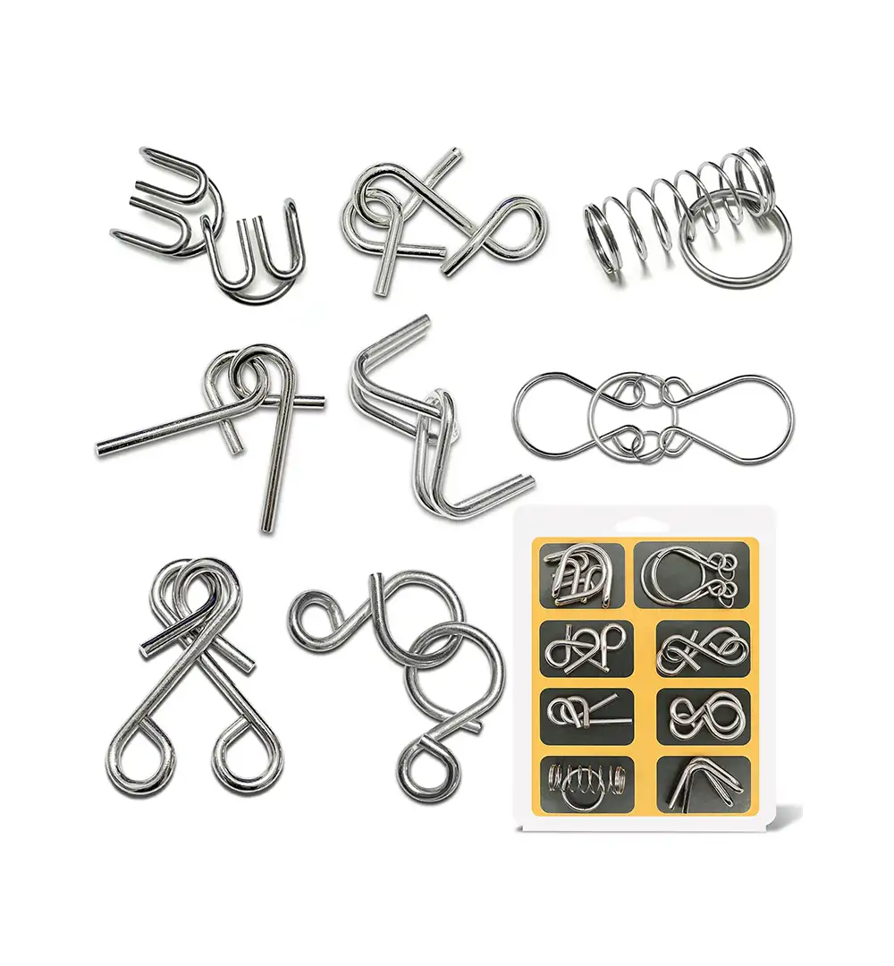 8-in-1 Metal Wire Puzzle Set Mind Brain Teasers