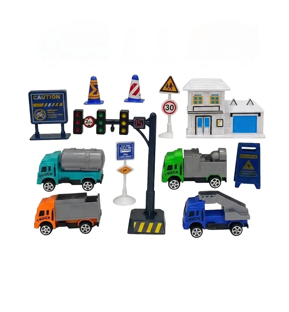 City Airport Vehicle Play Set with Road Signs and Buildings 12 City Airport Vehicle Play Set