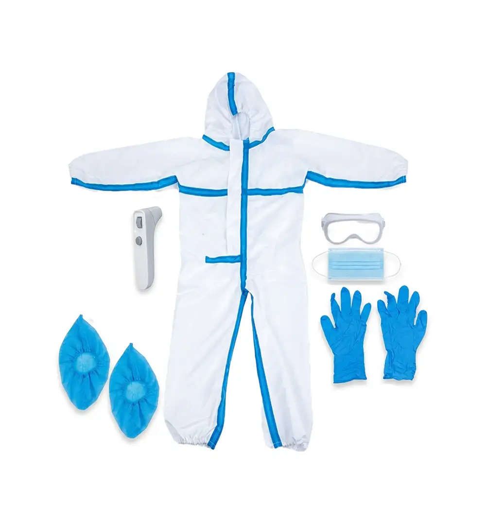 Kids Hazmat PPE Suit Costume | Doctor & Scientist Protection Roleplay Set 23 Kids Hazmat PPE Suit Costume