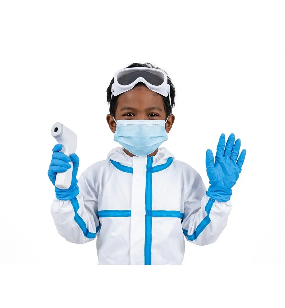 Kids Hazmat PPE Suit Costume | Doctor & Scientist Protection Roleplay Set 6 Kids Hazmat PPE Suit Costume