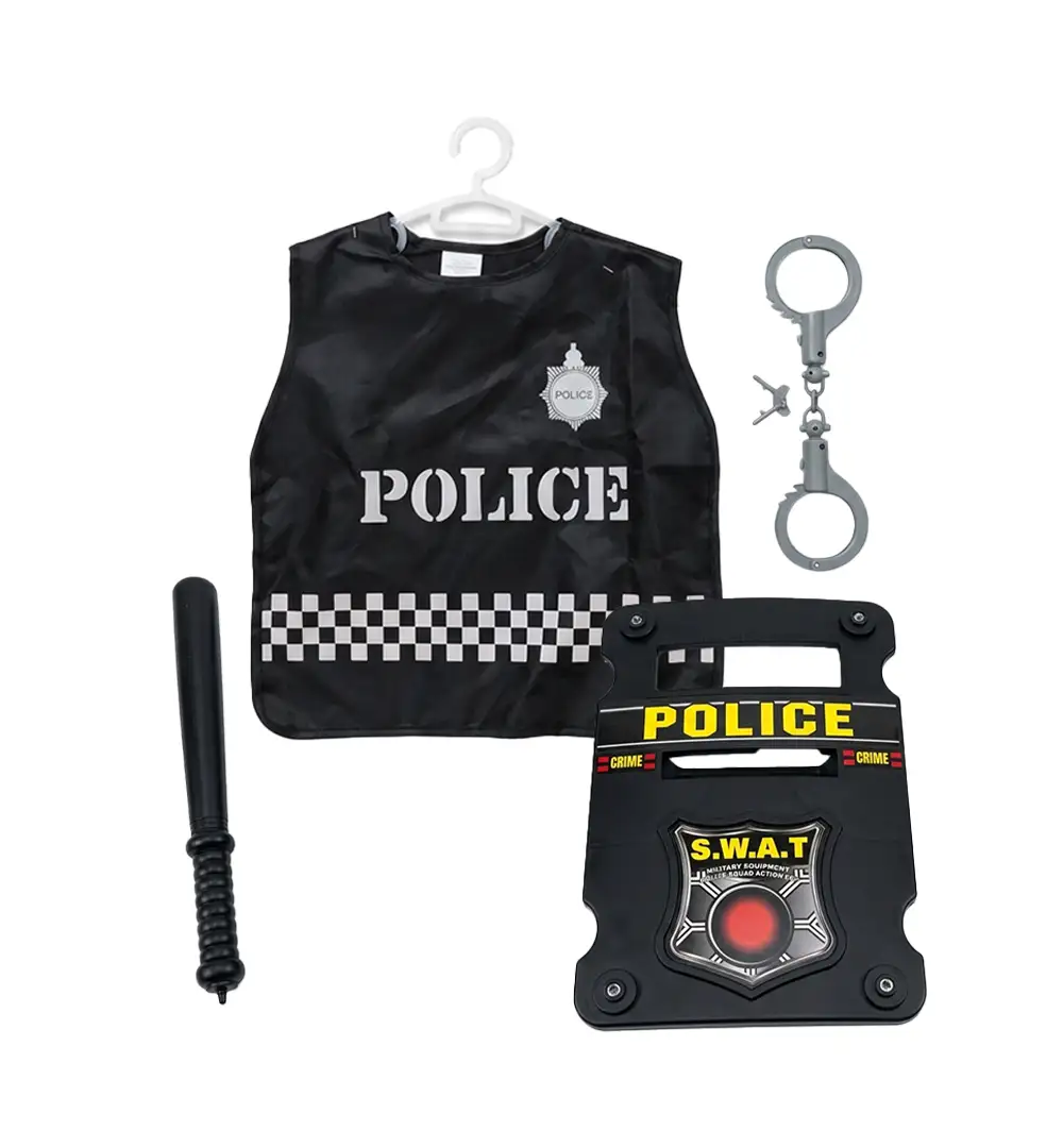 Kids Police SWAT Vest Costume | Tactical Cop Shield & Baton Play Set 22 Kids Police SWAT Vest Costume