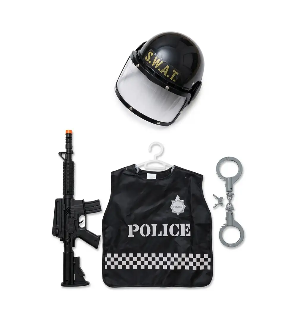 Kids SWAT Police Officer Costume | Tactical Helmet & Rifle Play Set 20 Kids SWAT Police Officer Costume
