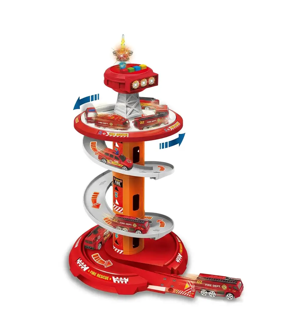 Six-Six-Zero 26-Piece Fire Rescue Circulation Garage Playset with 1:64 Alloy Cars 10 Fire Rescue Circulation Garage Playset