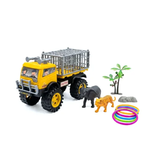 Kids Wild Animal Transport Cage Truck Toy with Zoo Figures & Accessories