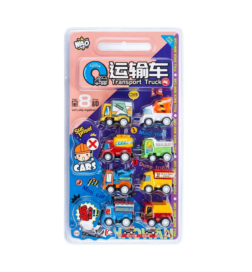 Mini Pull Back Construction Trucks Set (8 Pack) – Pocket Toy Cars for Kids 4 Mini Pull Back Construction Trucks Set