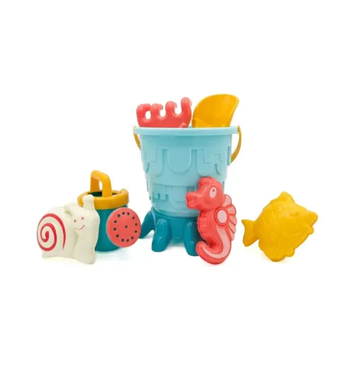 Kids Beach & Sand Toy Set – Castle Mold Bucket, Shovel, Rake & Sea Creature Molds