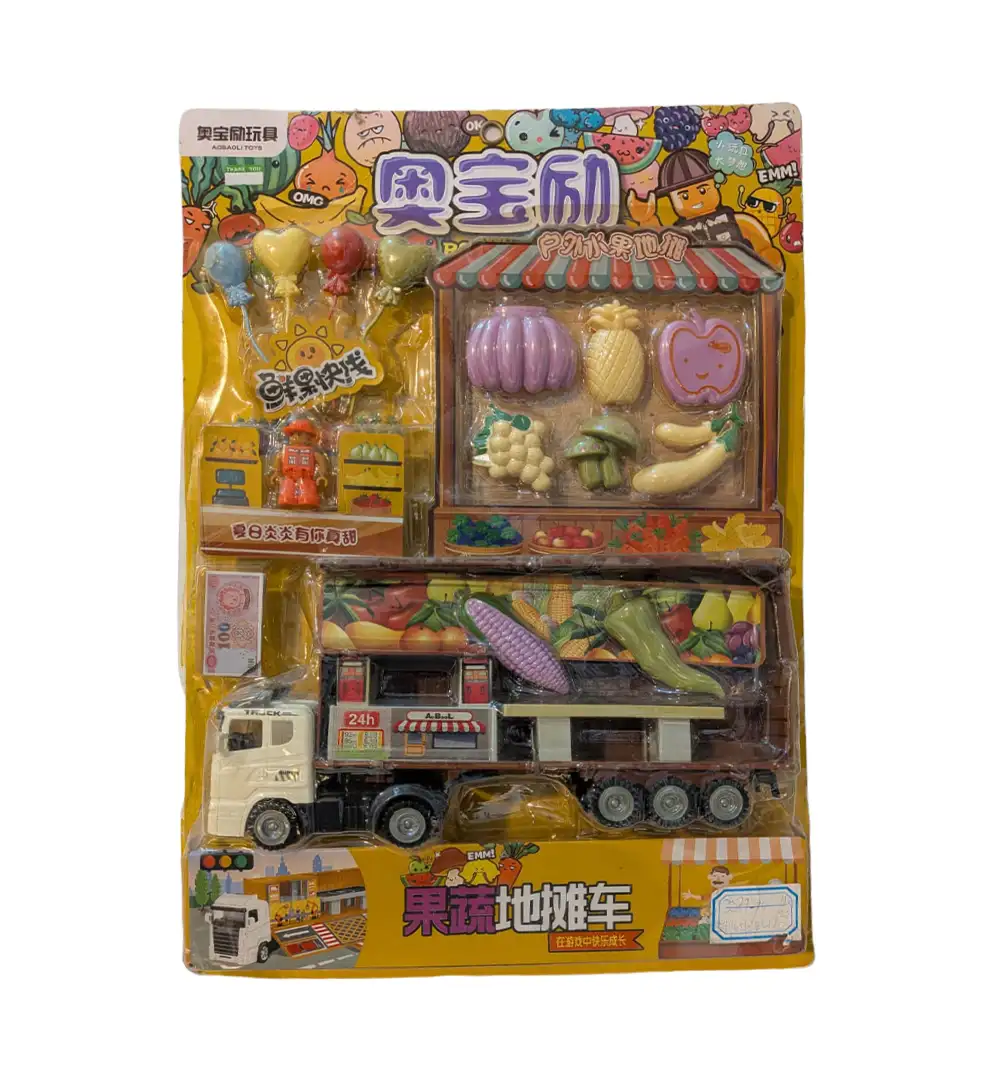 Kids Pretend Play Fruit & Vegetable Market Truck Toy Set
