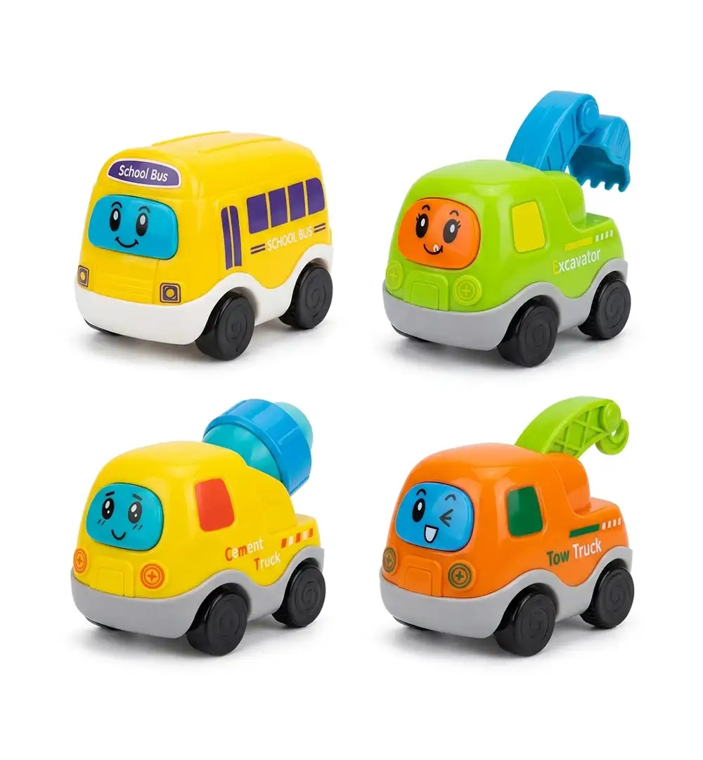 4-Piece Mini Cartoon Vehicle Toy Set – Friction Powered Toy Cars for Toddlers 3 4-Piece Mini Cartoon Vehicle Toy Set
