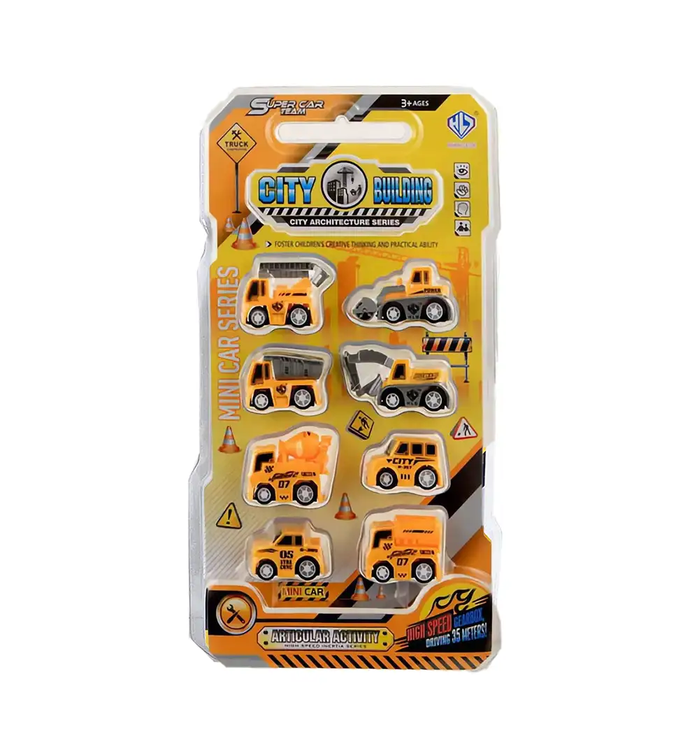Mini Construction Vehicles Set for Kids – 8 Pcs City Building Pull Back Toy Trucks & Digger Playset 4 Mini Construction Vehicles Set for Kids