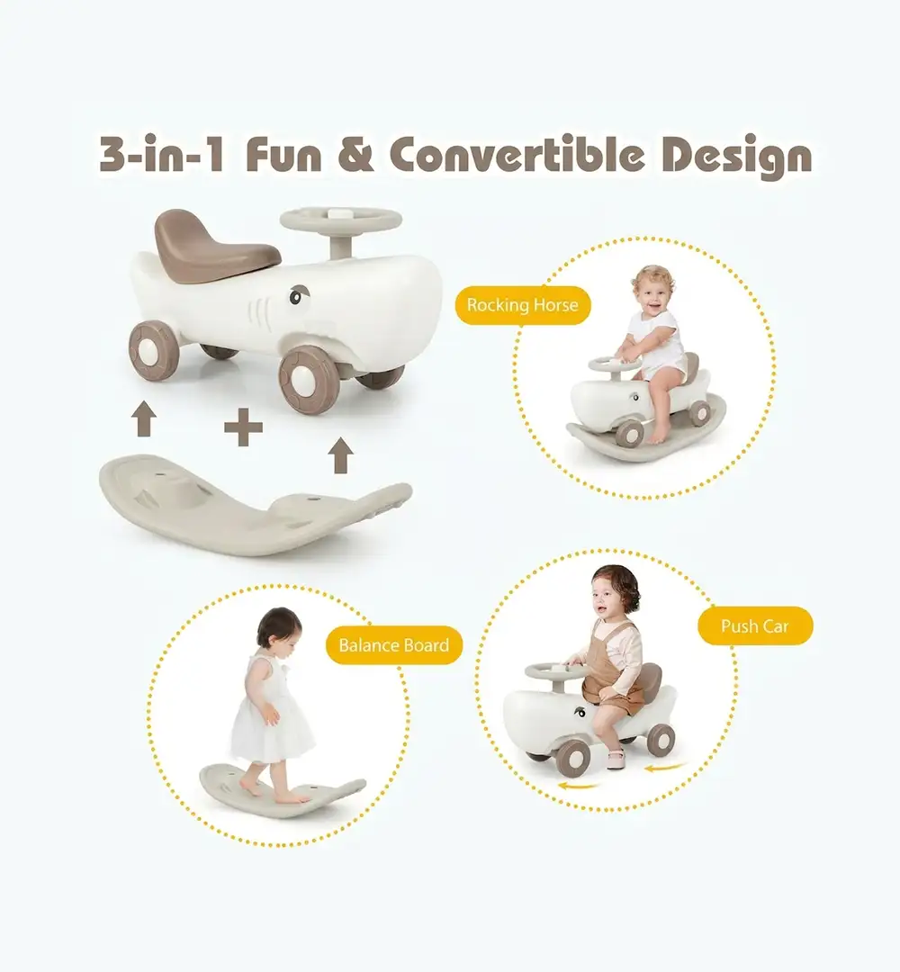 3-in-1 Shark Toddler Rocking Horse