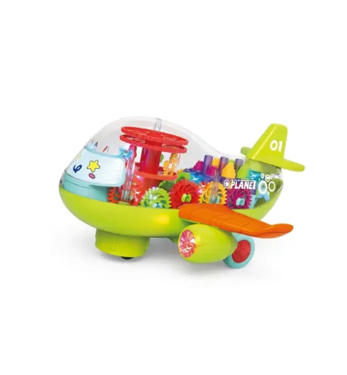 Electric Transparent Gear Airplane Toy