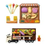 Kids Pretend Play Fruit & Vegetable Market Truck Toy Set