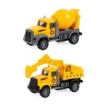 2-Piece Alloy Die-Cast Construction Vehicle Toy Set – Cement Mixer & Excavator