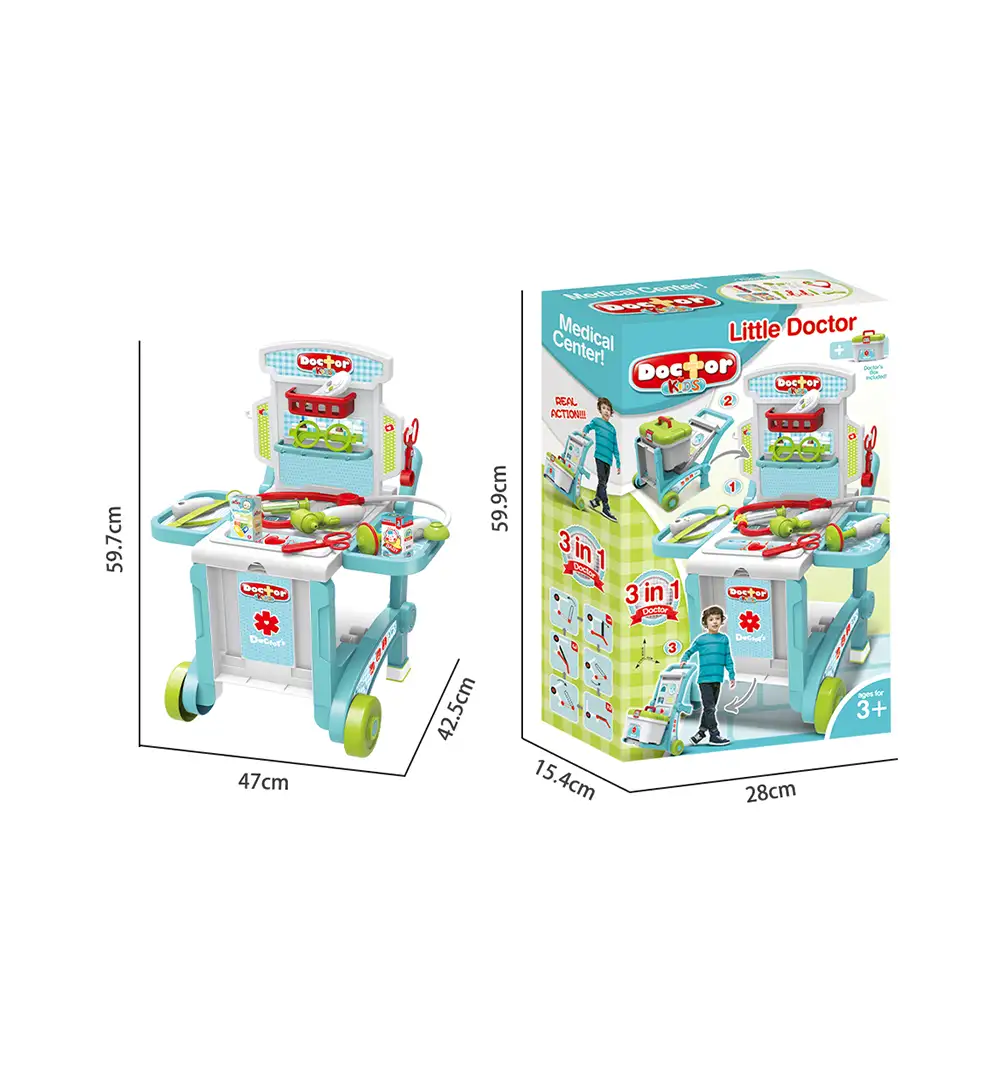 3-in-1 Kids Doctor Cart Playset