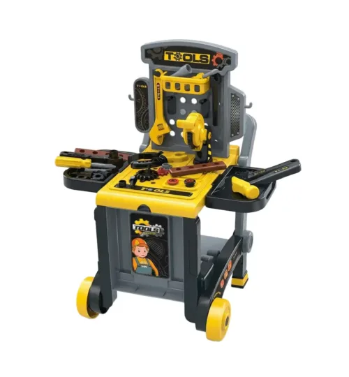Kids 3-in-1 Deluxe Workbench & Trolley Tool Playset with Toolbox