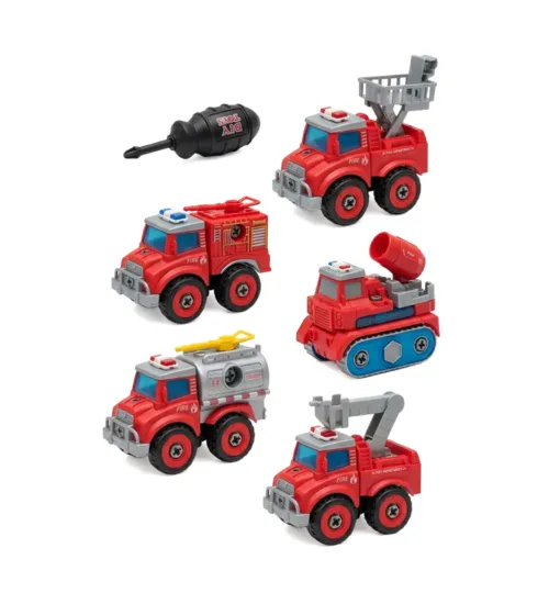 5-in-1 Take Apart Fire Truck Robot Toy Set with Screwdriver