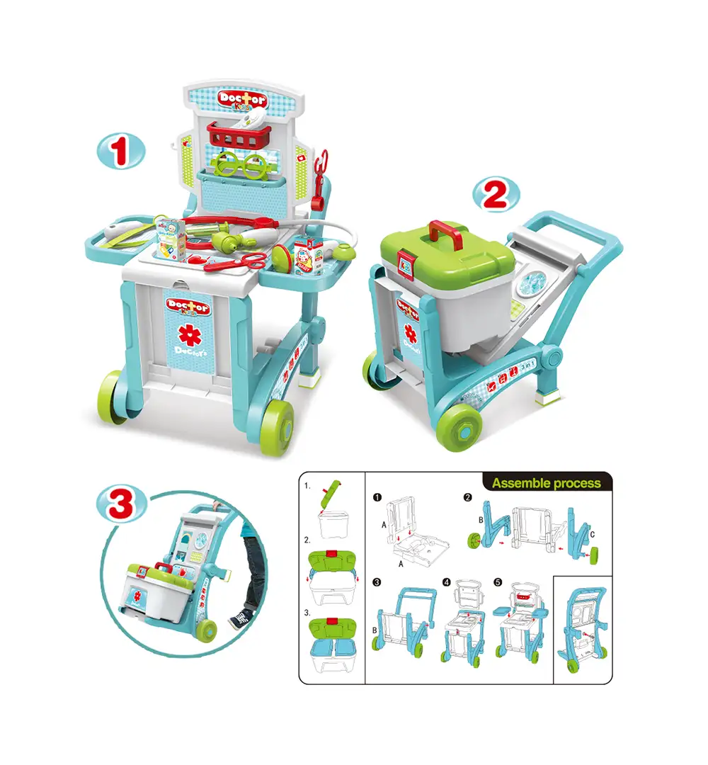 3-in-1 Kids Doctor Cart Playset