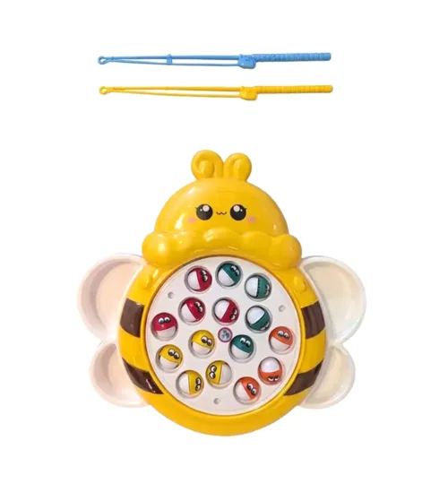 Kids Electric Rotating Little Bee Fishing Game Toy with Music & Rods