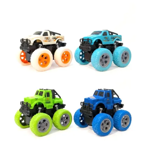 Friction Powered Monster Truck Toy Set for Kids – 360-Degree Stunt Vehicles (Pack of 4)